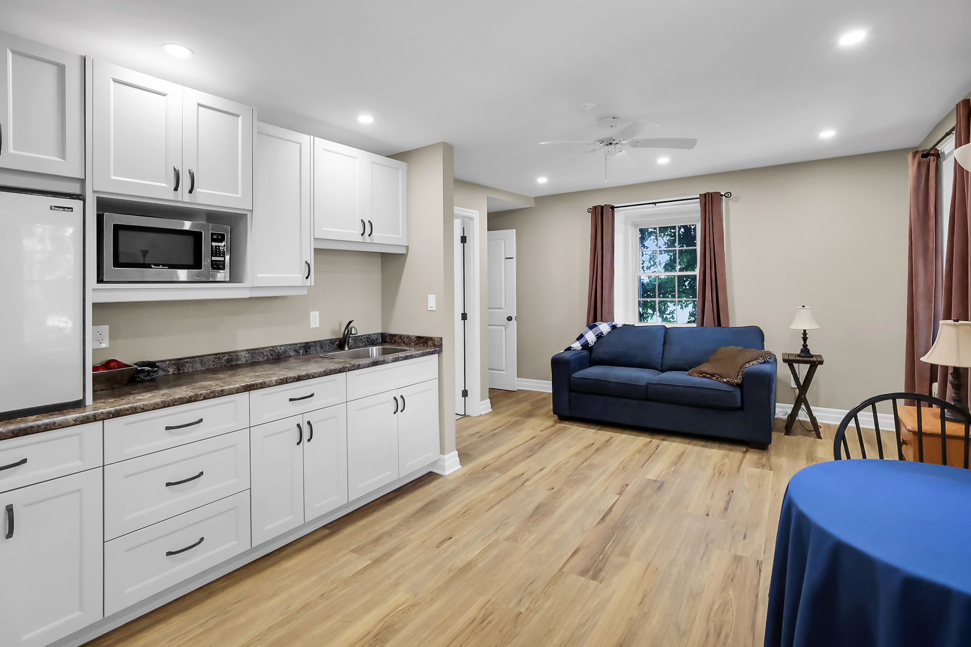 Bedroom with kitchenette